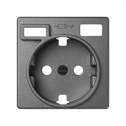 Tapa para la base de enchufe schuko con 2 cargadores USB A + C 10,5W titanio Simon 82 Concept