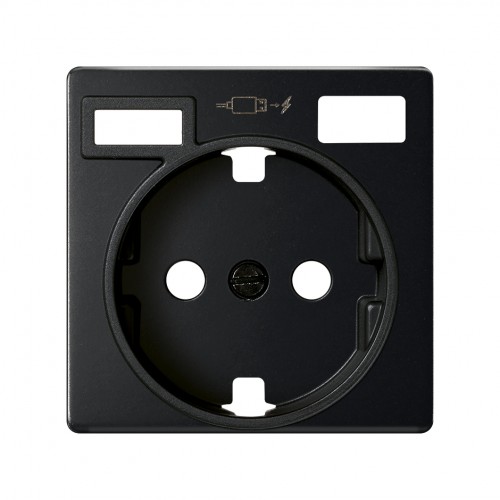 Tapa para la base de enchufe schuko con 2 cargadores USB A + C 10,5W negro mate Simon 82 Concept