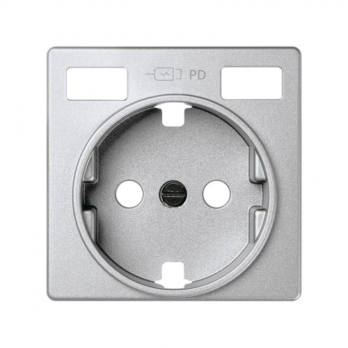 Tapa base enchufe schuko con 2 USB C+C aluminio mate Simon 82