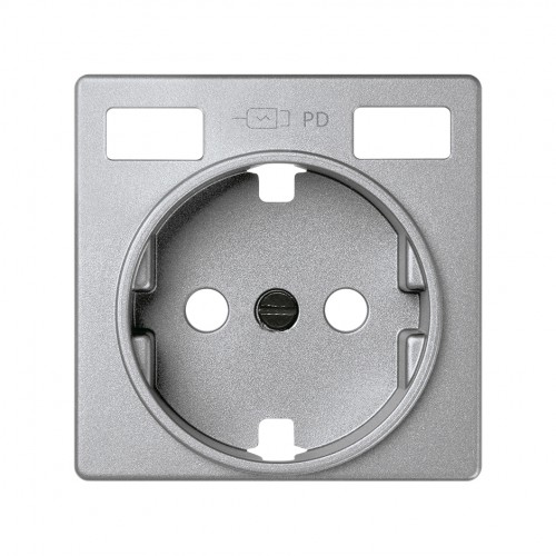 Tapa base enchufe schuko con 2 USB C+C aluminio Simon 82