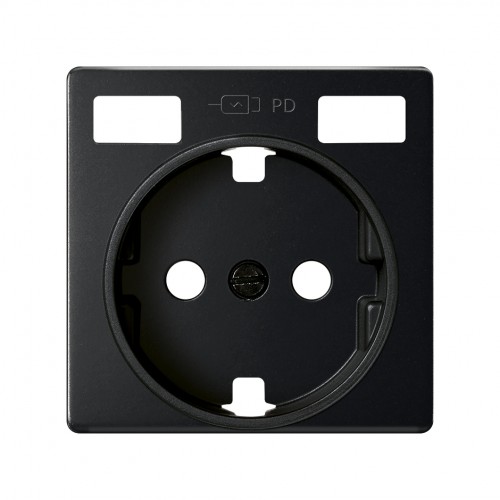 Tapa base enchufe schuko con 2 USB C+C Negro mate Simon 82
