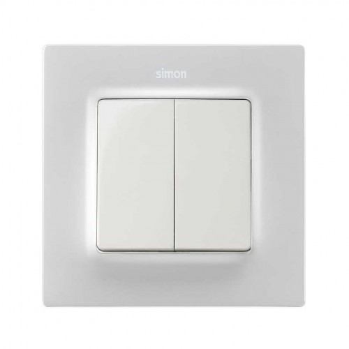 Conjunto semi-montado de 2 conmutadores 10 AX 250~ con sistema de embornamiento rápido blanco mate Simon 82 Concept