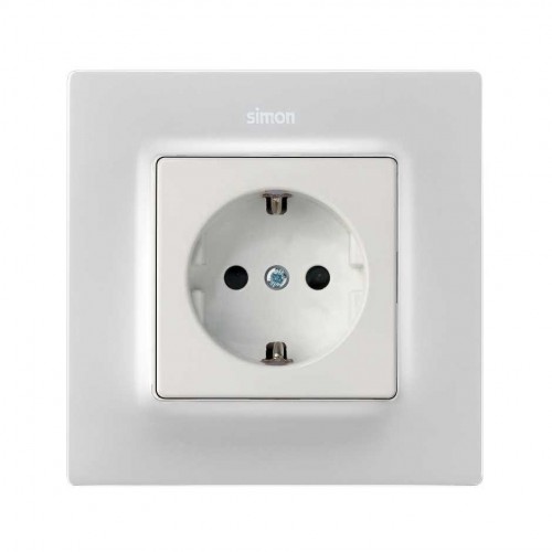 Conjunto semi-montado de base de enchufe schuko 16 A 250V~ con sistema de emb. a tornillo blanco mate Simon 82 Concept