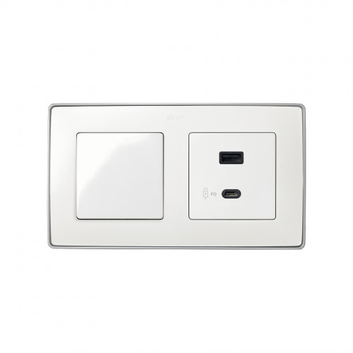 Placa para cargador USB A+C Quickcharge blanco Simon 82