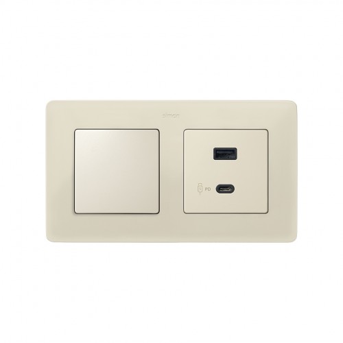 Placa para cargador USB A+C Quickcharge marfil Simon 82