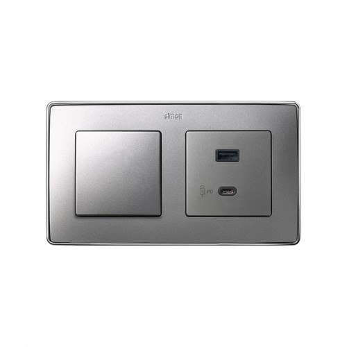 Placa para cargador USB A+C Quickcharge aluminio mate Simon 82