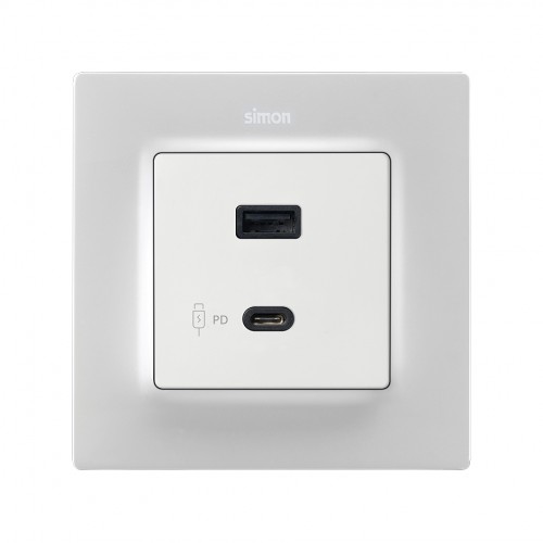 Placa para cargador USB A+C Quickcharge blanco mate Simon 82 Concept