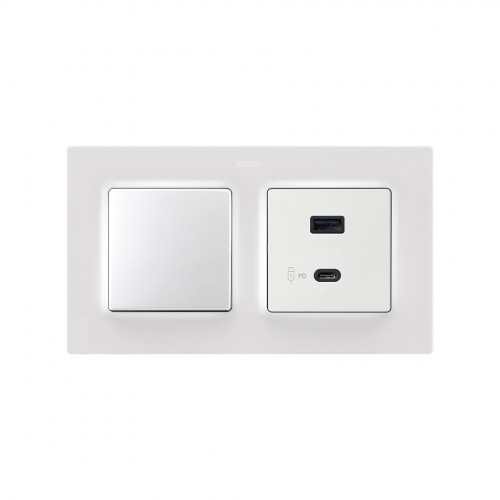 Placa para cargador USB A+C Quickcharge blanco mate Simon 82 Concept