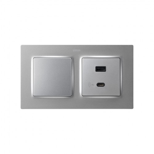 Placa para cargador USB A+C Quickcharge aluminio Simon 82 Detail