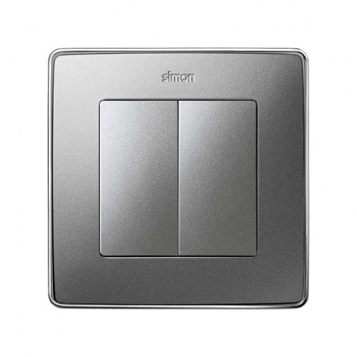 Tecla doble para mecanismos de mando aluminio frío Simon 82 Detail