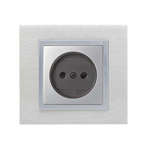 Tapa con dispositivo de seguridad para la base de enchufe bipolar aluminio Simon 82