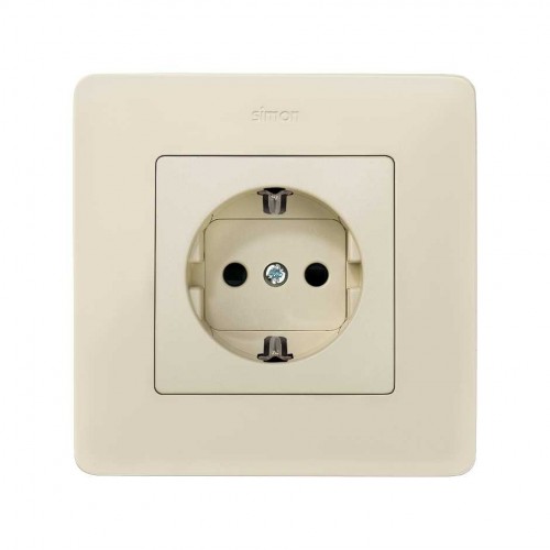 Tapa con dispositivo de seguridad para la base de enchufe schuko marfil Simon 82