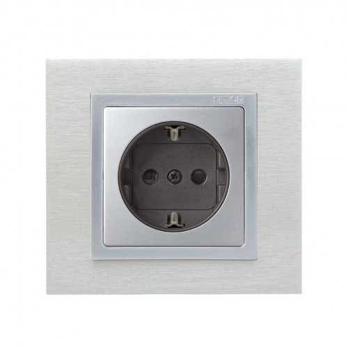 Tapa con dispositivo de seguridad para la base de enchufe schuko aluminio Simon 82