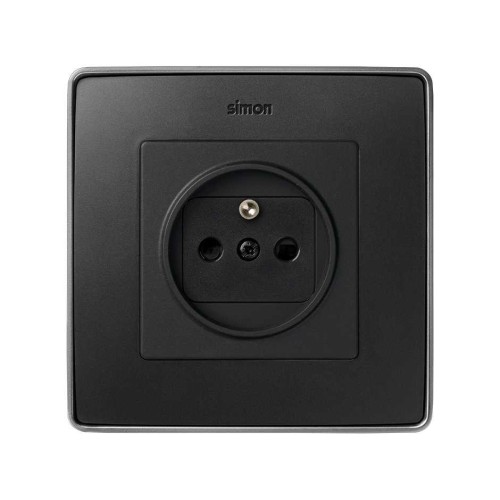 Tapa con dispositivo de seguridad para la base de enchufe francesa grafito Simon 82