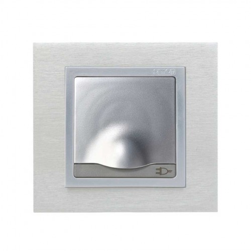 Tapa abatible con dispositivo de seguridad para la base de enchufe schuko aluminio Simon 82