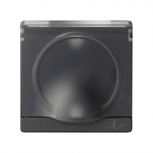 Tapa abatible con dispositivo de seguridad para la base de enchufe schuko grafito Simon 82