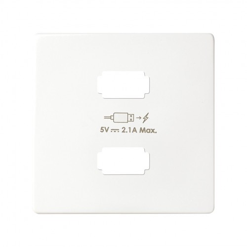 Placa para cargador USB 2 conectores 5Vdc 2.1A tipo A blanco Simon 82