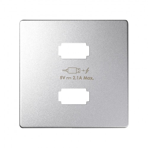 Placa para cargador USB 2 conectores 5V/DC 2.1A tipo A aluminio Simon 82 Detail