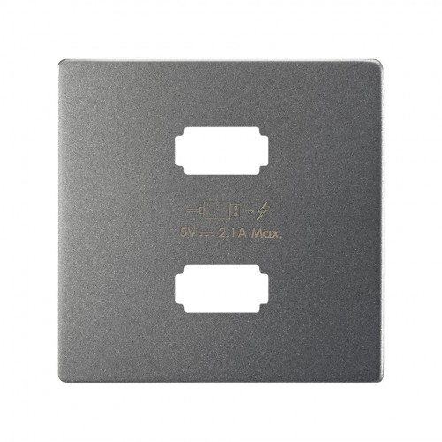Placa para cargador USB 2 conectores 5Vdc 2.1A titanio Simon 82 Concept
