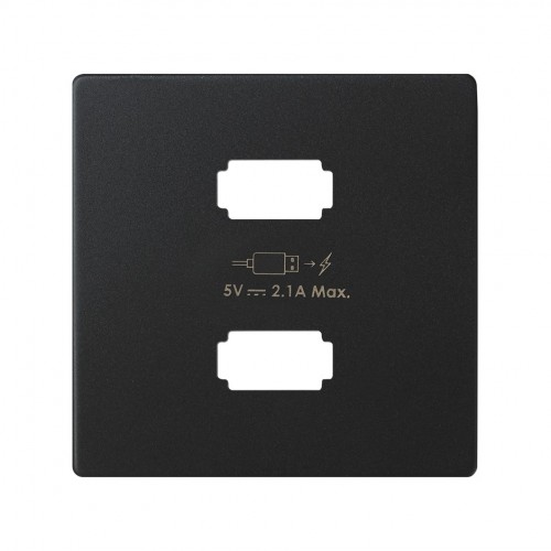 Placa para cargador USB 2 conectores 5Vdc 2.1A negro mate Simon 82 Concept