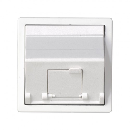 Placa de voz y datos inclinada con guardapolvo para 1 conector RJ45 blanco Simon 82