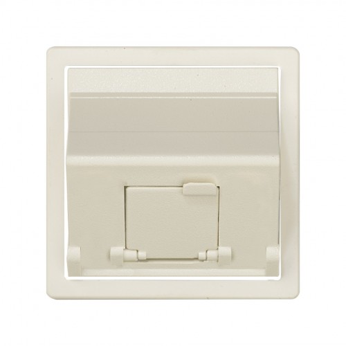 Placa de voz y datos inclinada con guardapolvo para 1 conector RJ45 marfil Simon 82