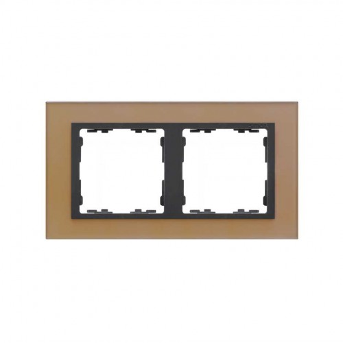 Marco para 2 elementos cristal cobre interior grafito Simon 82 Nature