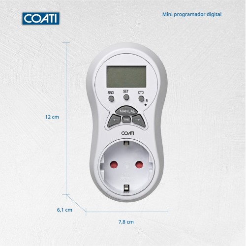MINI PROGRAMADOR DIGITAL BLANCO 16A 230V/50Hz BLANCO Coati
