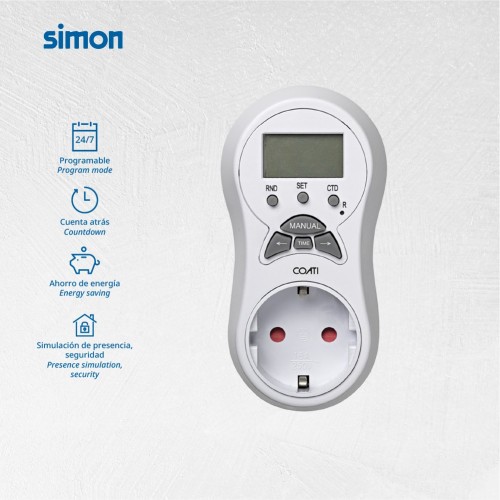 MINI PROGRAMADOR DIGITAL BLANCO 16A 230V/50Hz BLANCO Coati