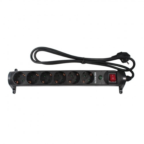 BASE MÚLTIPLE GIRATORIA 6 TOMAS 16A 250V~ NEGRA CON INDICADOR DE PROTECCIÓN Y 1,5M CABLE H05VV-F 3G1,5MM² SIMON BRICO