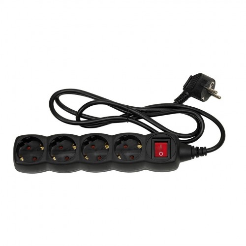 BASE MÚLTIPLE 4 TOMAS 16A 250V~ NEGRA CON INTERRUPTOR Y 1,5 METROS DE CABLE H05VV-F 3G1MM² SIMON BRICO