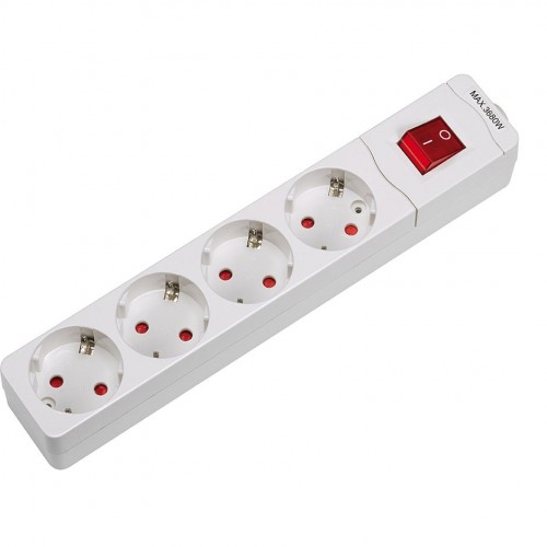 BASE MÚLTIPLE 4 TOMAS 16A 250V~ BLANCA CON INTERRUPTOR Y SIN CABLE Simon Brico