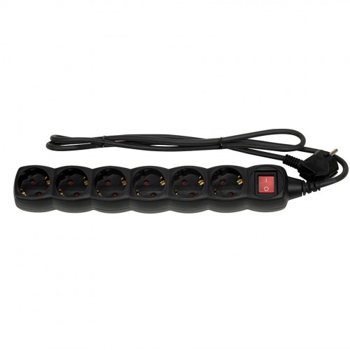 BASE MÚLTIPLE 6 TOMAS 16A 250V~ NEGRA CON INTERRUPTOR Y 1,5 METROS DE CABLE H05VV-F 3G1MM² SIMON BRICO