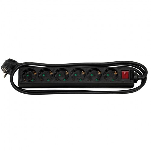 BASE MÚLTIPLE 6 TOMAS 16A 250V~ NEGRA CON INTERRUPTOR Y 2 METROS DE CABLE H05VV-F 3G1,5MM² Simon Brico