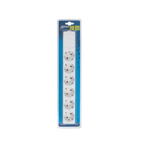 BASE MÚLTIPLE FIJACIÓN APTA PARA PARED 6 TOMAS 16A 250V~ BLANCA SIN CABLE Simon Brico
