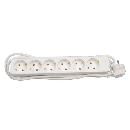 BASE MÚLTIPLE 6 TOMAS 16A 250V~ BLANCA CON 2 METROS DE CABLE H05VV-F 3G1,5MM² Simon Brico