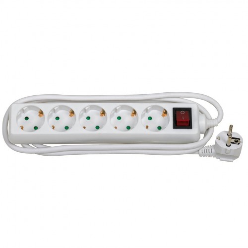 BASE MÚLTIPLE 5 TOMAS 16A 250V~ BLANCA CON INTERRUPTOR Y 2 METROS DE CABLE H05VV-F 3G1,5MM² Simon Brico