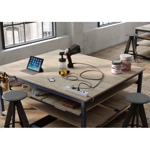 BASE MULTIFIX CON 5 TOMAS SCHUKO + 2 USB (A+C) QC