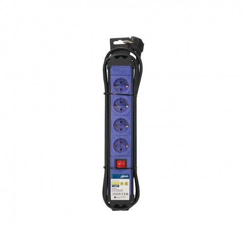 BASE MÚLTIPLE EXTRAPOWER BÁSICA 10 TOMAS 16A 250V~ AZUL CON INTERRUPTOR Y 3M CABLE H05VV-F 3G1,5MM² Simon Brico