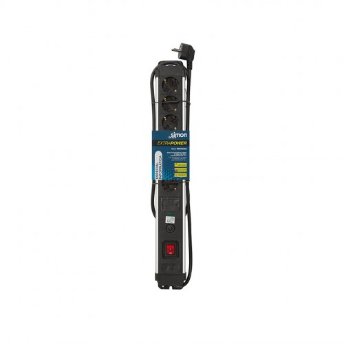 BASE MÚLTIPLE EXTRAPOWER 6 TOMAS 16A 250V~ ALUMINIO C/PROT. SOBRETENSIONES 1,5M CABLE H05VV-F 3G1,5MM² SIMON BRICO