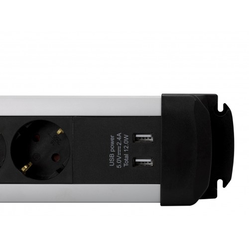 BASE MÚLTIPLE EXTRAPOWER 6 TOMAS 16A 250V + 2 USB CABLE 1,5M 3G1,5 CON PROTECCIÓN EN ALUMINIO SIMON