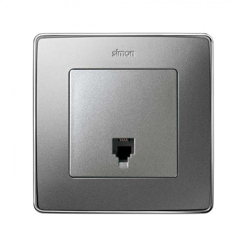 Placa para tomas telefónicas con conectores RJ11 y RJ12 aluminio frío Simon 82 Detail
