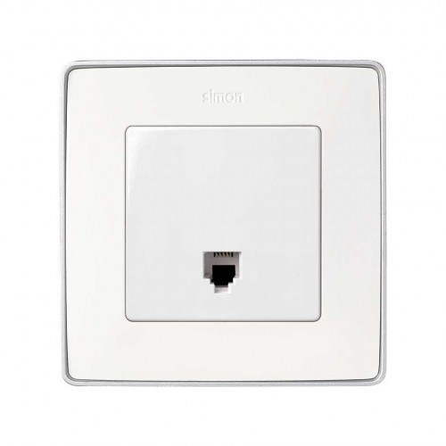 Placa para tomas telefónicas con conectores RJ11 y RJ12 blanco Simon 82