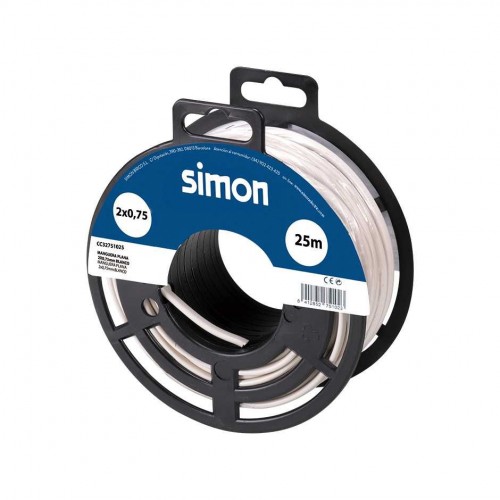CABLE MANGUERA PLANA H03VVH2-F 2x0,75MM² 25 METROS BLANCO Simon