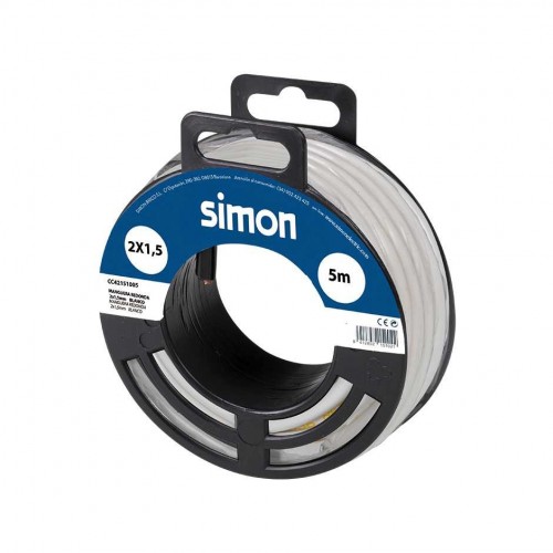 CABLE MANGUERA REDONDA H05VV-F 2x1,5MM² 5 METROS BLANCO Simon