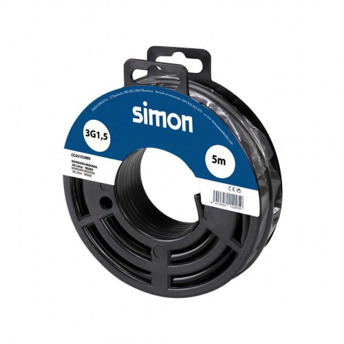 CABLE MANGUERA REDONDA H05VV-F 3G1,5MM² 5 METROS NEGRO Simon