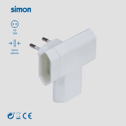 ADAPTADOR TRIPLE LATERAL 10A 250V BLANCO Simon