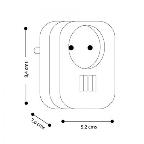 ADAPTADOR COMBI 1 TOMA 16A 250V Y 2 PUERTOS USB 3,15A NEGRO SIMON