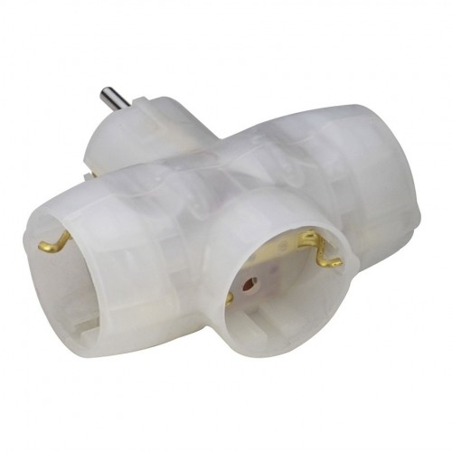 ADAPTADOR TRIPLE LATERAL 16A 250V TRANSPARENTE Simon Brico