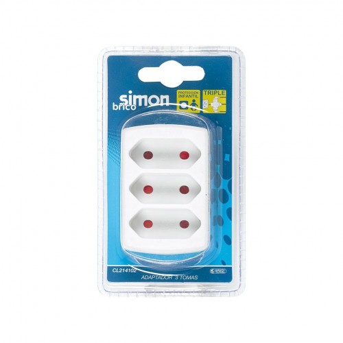 ADAPTADOR TRIPLE FRONTAL 10A 250V BLANCO SIMON BRICO